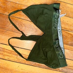 Calvin Klein Olive Green Bralette with Logo Band